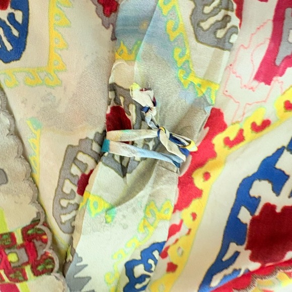 Johnny Was Silk Kaftan Cover Up Colorful Geometric XS Oversize Beach Layer Fun - Picture 8 of 12